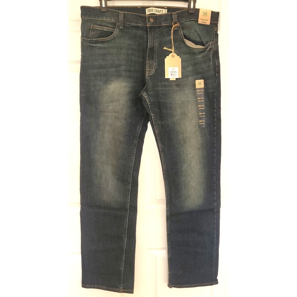 True Craft Men's Jeans 38x34 Slim‎ Fit Blue Denim Slim Fit Seat & Thigh NWT
